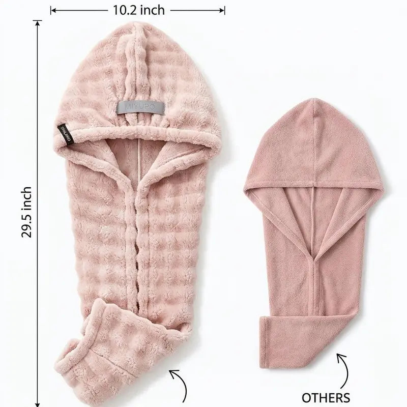 Extra-Thick Microfiber Hair Drying Towel Cap, Super Absorbent Quick-Dry Hair Wrap for Wet Hair, Buy 1 Get 1 Free