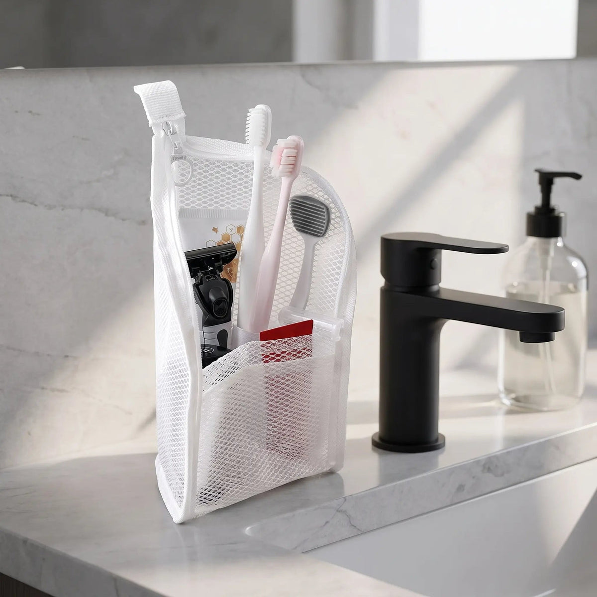 🔥LAST CHANCE!! ✨BUY 1 GET 1 FREE!!!🔥Mesh Zipper Travel Pouch – Leak-Proof Multi-Pocket Toiletry Organizer for Makeup & Essentials
