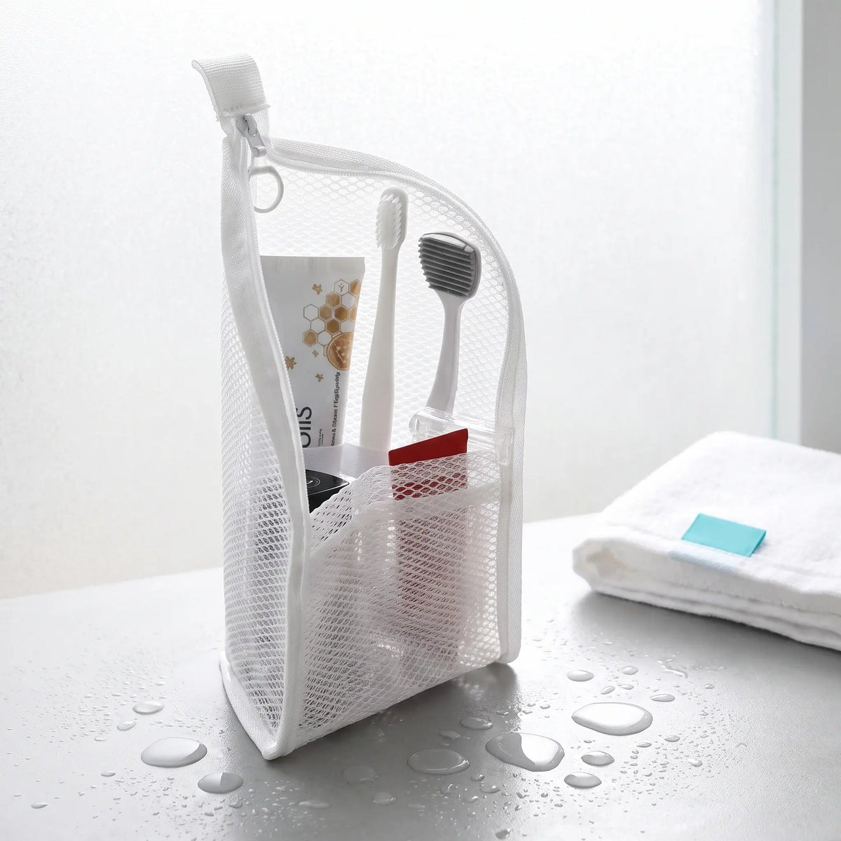 🔥LAST CHANCE!! ✨BUY 1 GET 1 FREE!!!🔥Mesh Zipper Travel Pouch – Leak-Proof Multi-Pocket Toiletry Organizer for Makeup & Essentials