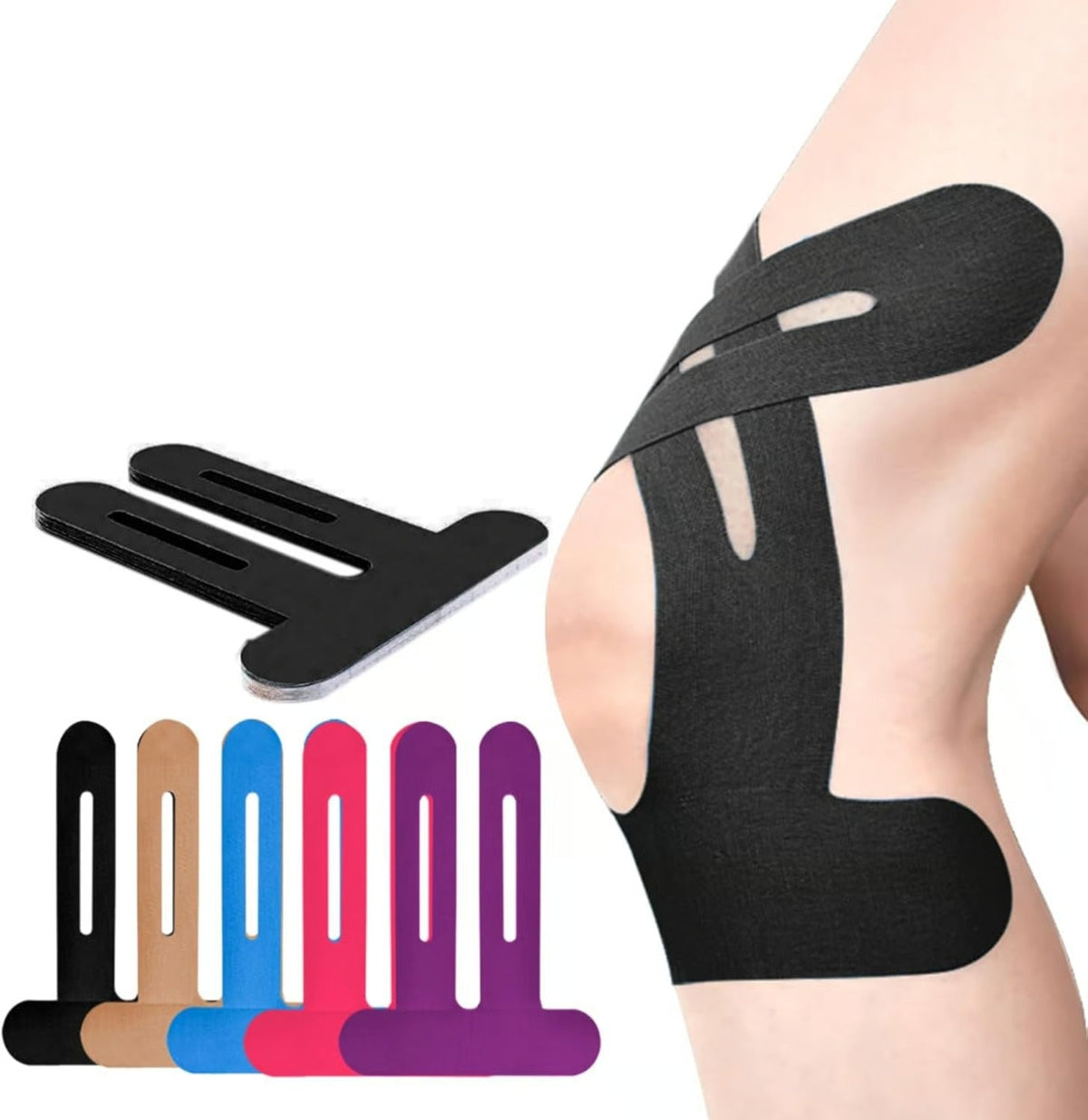 🔥 Pre-Cut Knee Kinesiology Tape – Elastic, Breathable & Sweat-Proof Support for Joint Pain Relief, Sports Recovery & Daily Movement (One Size, 20 Strips)