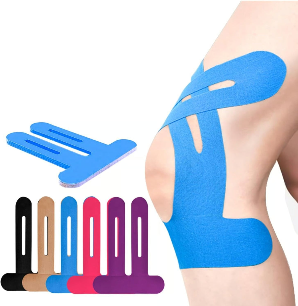 🔥 Pre-Cut Knee Kinesiology Tape – Elastic, Breathable & Sweat-Proof Support for Joint Pain Relief, Sports Recovery & Daily Movement (One Size, 20 Strips)