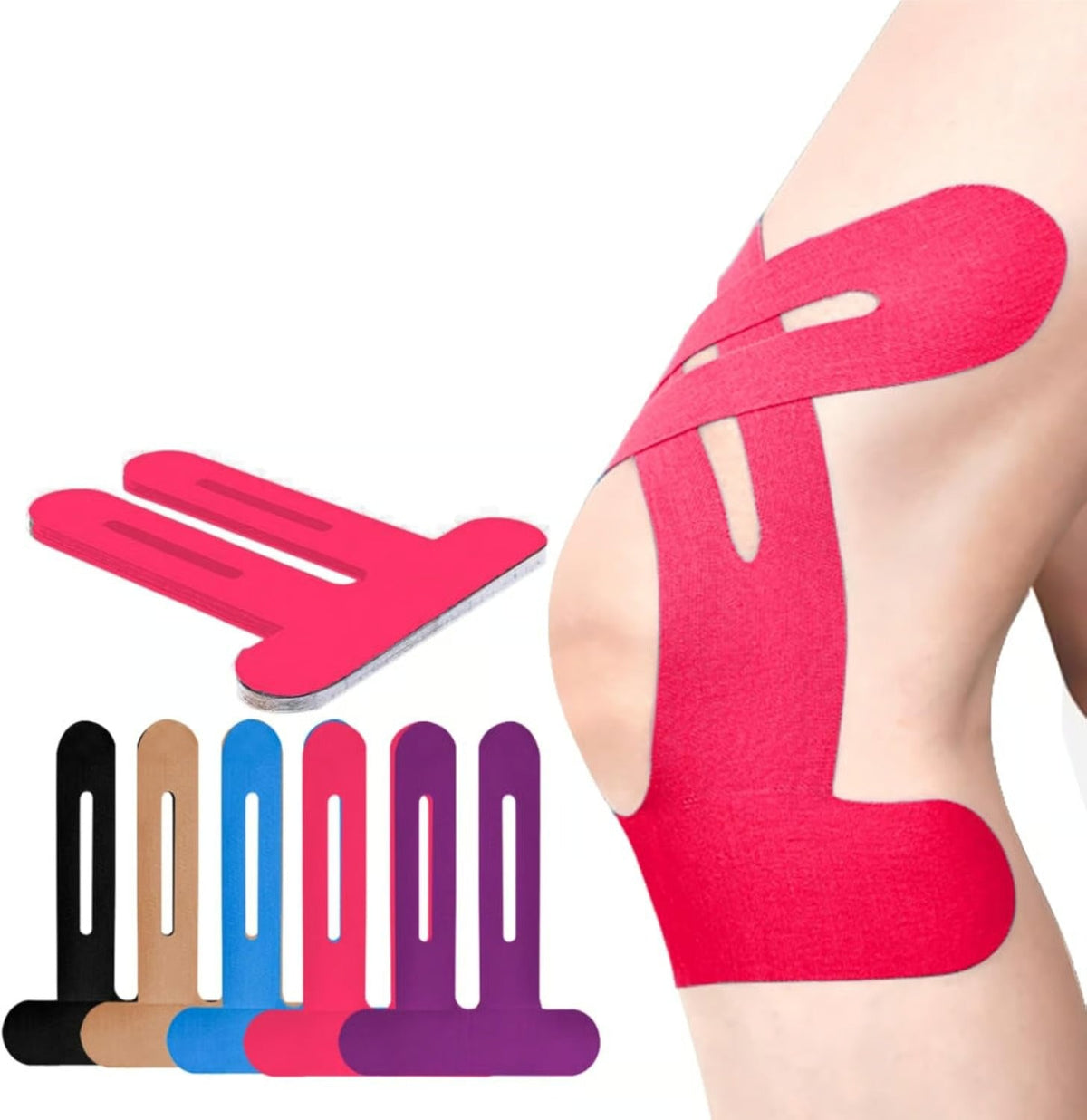 🔥 Pre-Cut Knee Kinesiology Tape – Elastic, Breathable & Sweat-Proof Support for Joint Pain Relief, Sports Recovery & Daily Movement (One Size, 20 Strips)