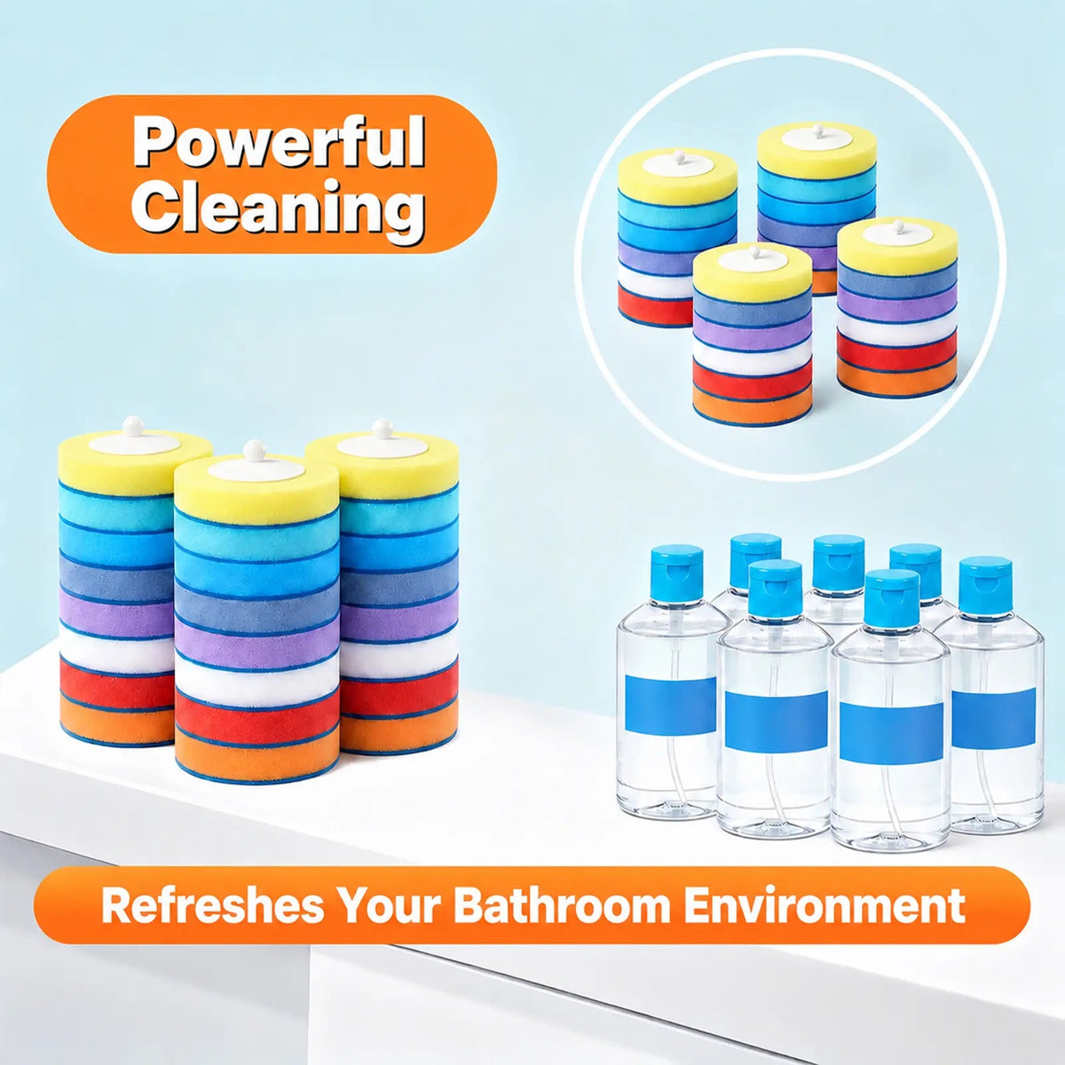 Toilet Brush Kit – 24 Refills, No-Touch Rotating System, 3–4 Months of Cleaning
