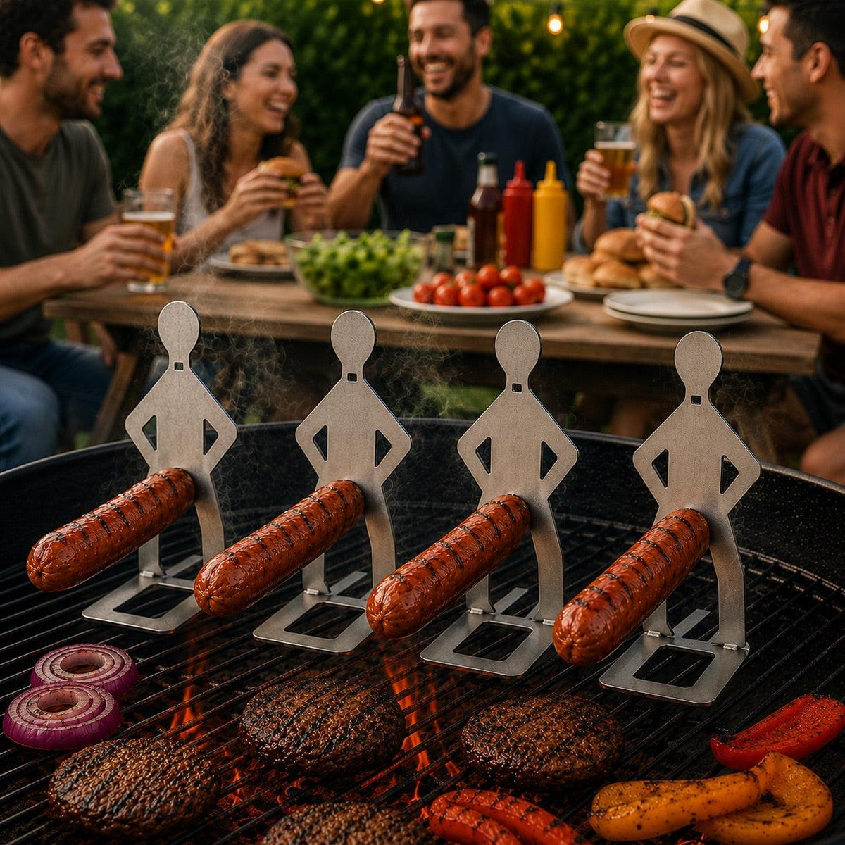 Stainless Steel BBQ Sausage Holder – Buy 1 Get 1 Free, 2 Pack, Funny Grilling Gadget Gift