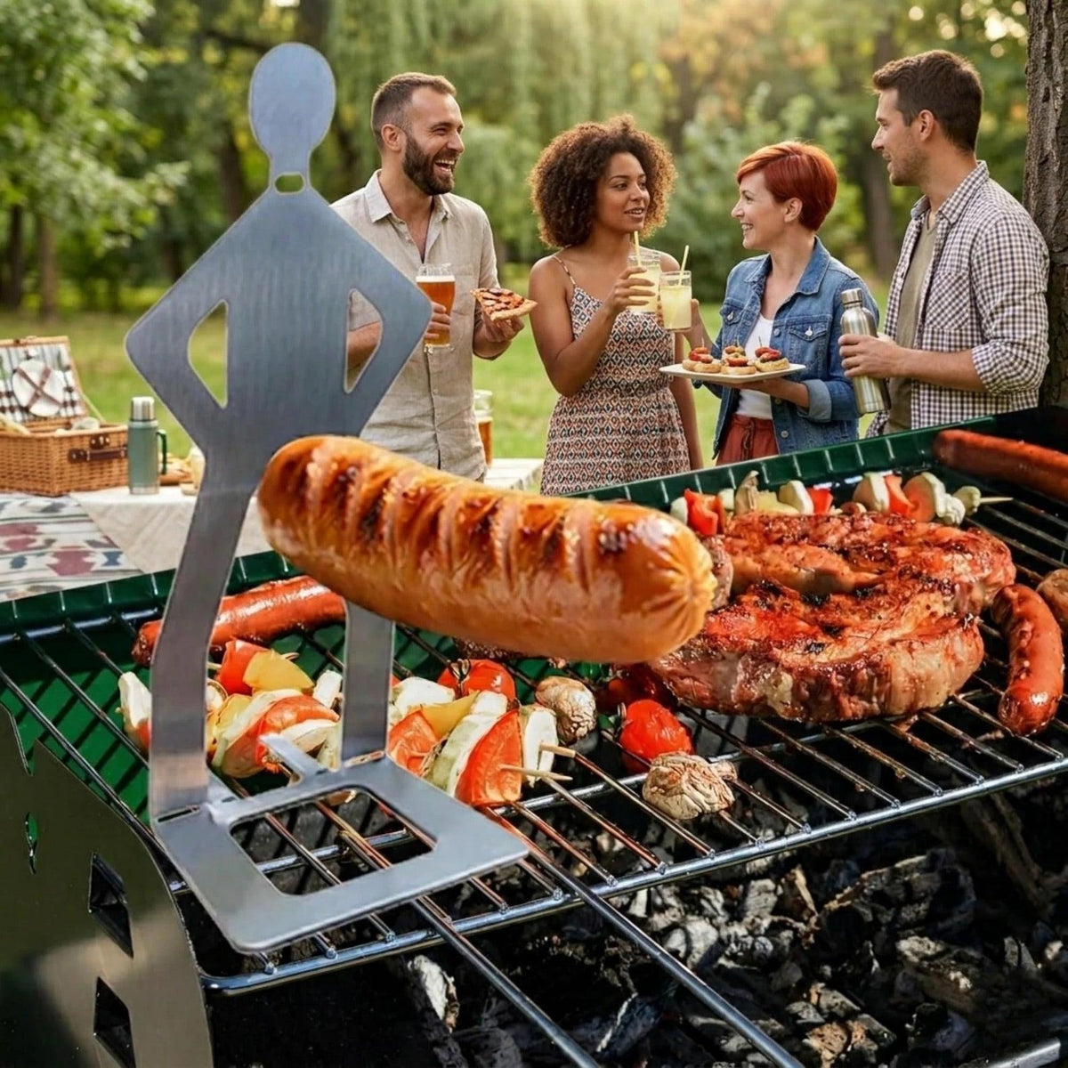 Stainless Steel BBQ Sausage Holder – Buy 1 Get 1 Free, 2 Pack, Funny Grilling Gadget Gift