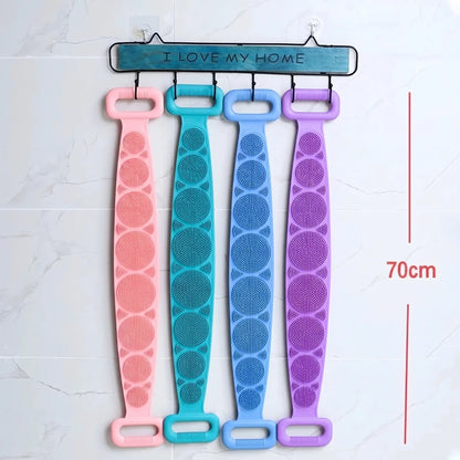 Dual-Sided Silicone Back Scrubber, Exfoliating Body Brush Strap, Gentle Bathing Accessory for All Skin Types, Shower Body Brush, Flexible Silicone Body Brush