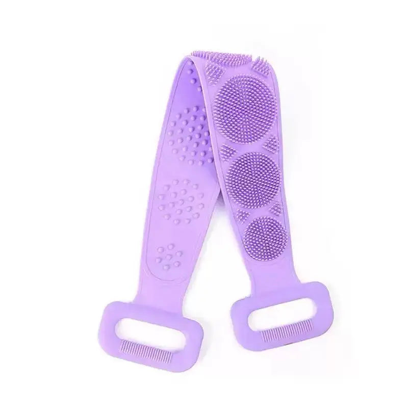 Dual-Sided Silicone Back Scrubber, Exfoliating Body Brush Strap, Gentle Bathing Accessory for All Skin Types, Shower Body Brush, Flexible Silicone Body Brush