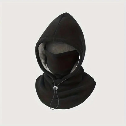Integrated Flannel Warm Face Mask and Hat, Windproof and Warm for Outdoor Cycling, Autumn and Winter Style, Warm Hat with Neck Visor