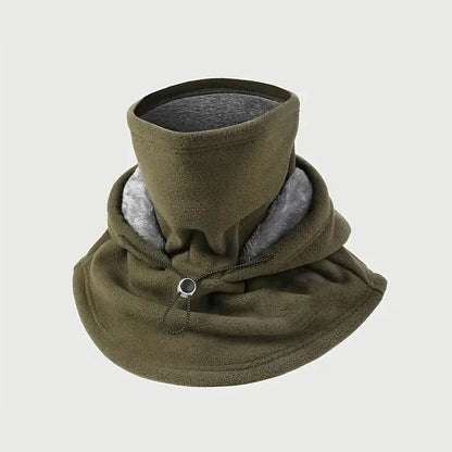Integrated Flannel Warm Face Mask and Hat, Windproof and Warm for Outdoor Cycling, Autumn and Winter Style, Warm Hat with Neck Visor