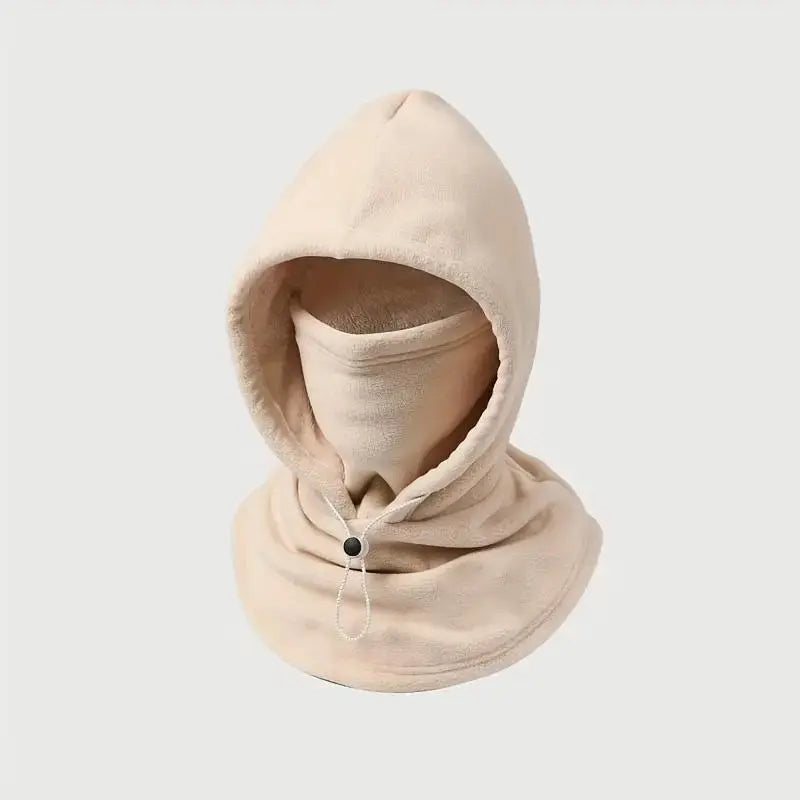 Integrated Flannel Warm Face Mask and Hat, Windproof and Warm for Outdoor Cycling, Autumn and Winter Style, Warm Hat with Neck Visor