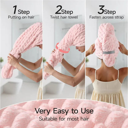 Extra-Thick Microfiber Hair Drying Towel Cap, Super Absorbent Quick-Dry Hair Wrap for Wet Hair, Buy 1 Get 1 Free